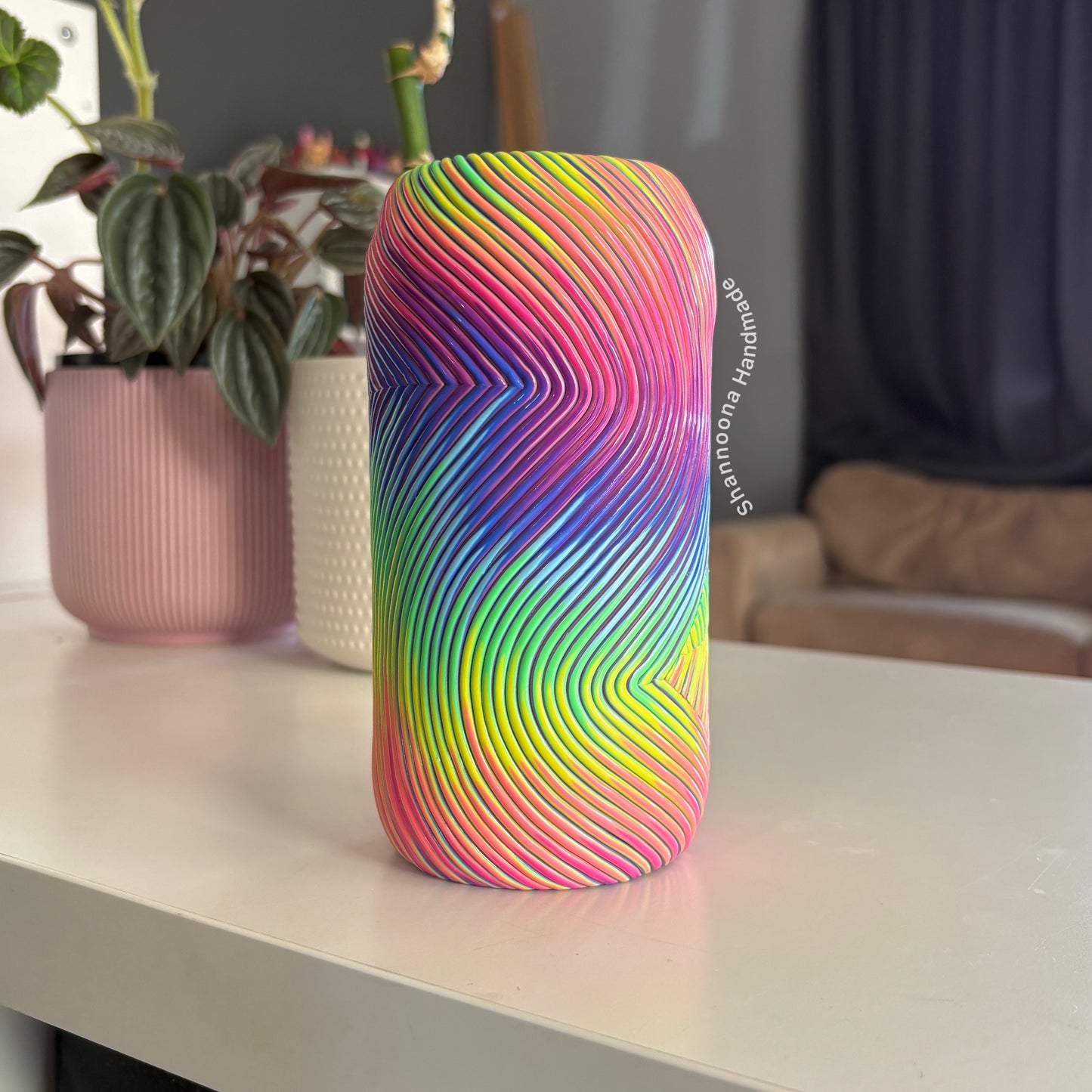 Neon Rainbow Waves Vase