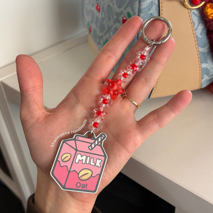 Milk Beaded Keychain - Oat