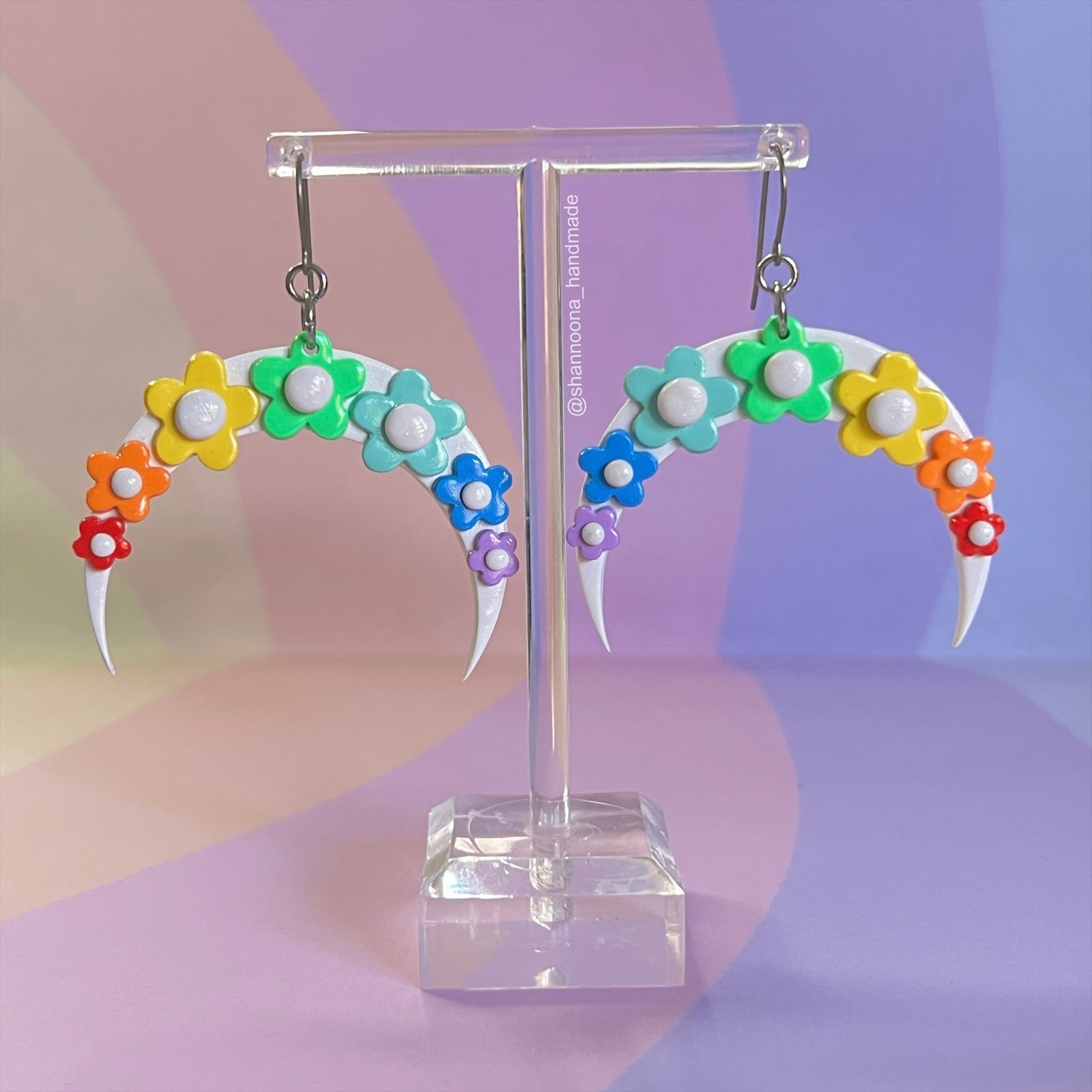 Spring Moon Earrings - Rainbow