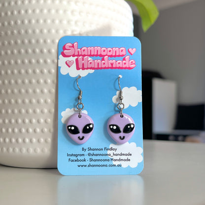 Purple Alien Earrings