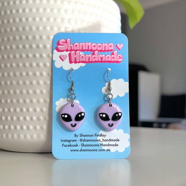 Purple Alien Earrings