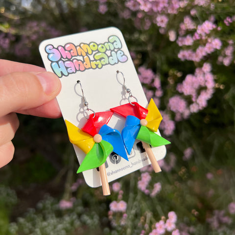Pinwheel Earrings - Rainbow