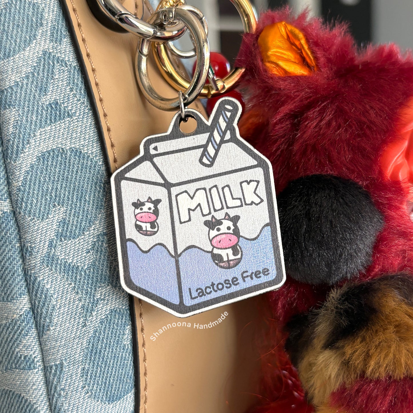 Milk Wooden Keychain - Lactose Free