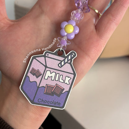 Milk Beaded Keychain - Chocolate