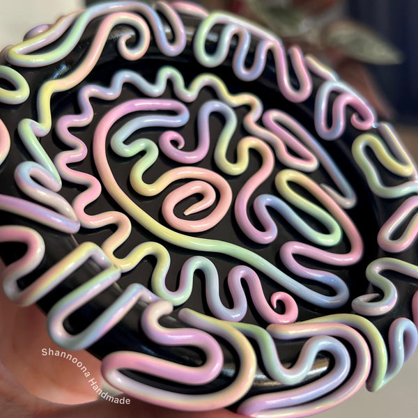 Pastel Squiggle Trinket Tray - Black