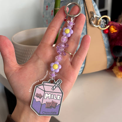 Milk Beaded Keychain - Chocolate
