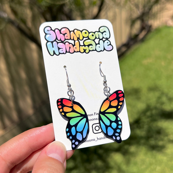 Butterfly Wing Earrings - Rainbow