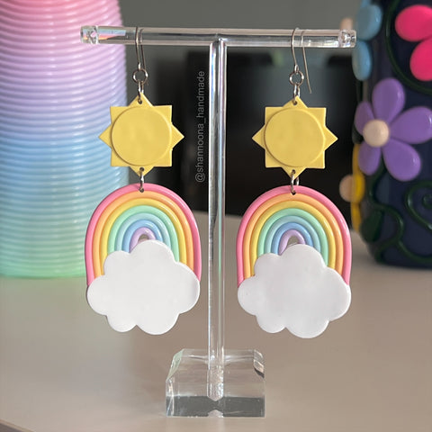 Sun and Rainbow Earrings - Pastel