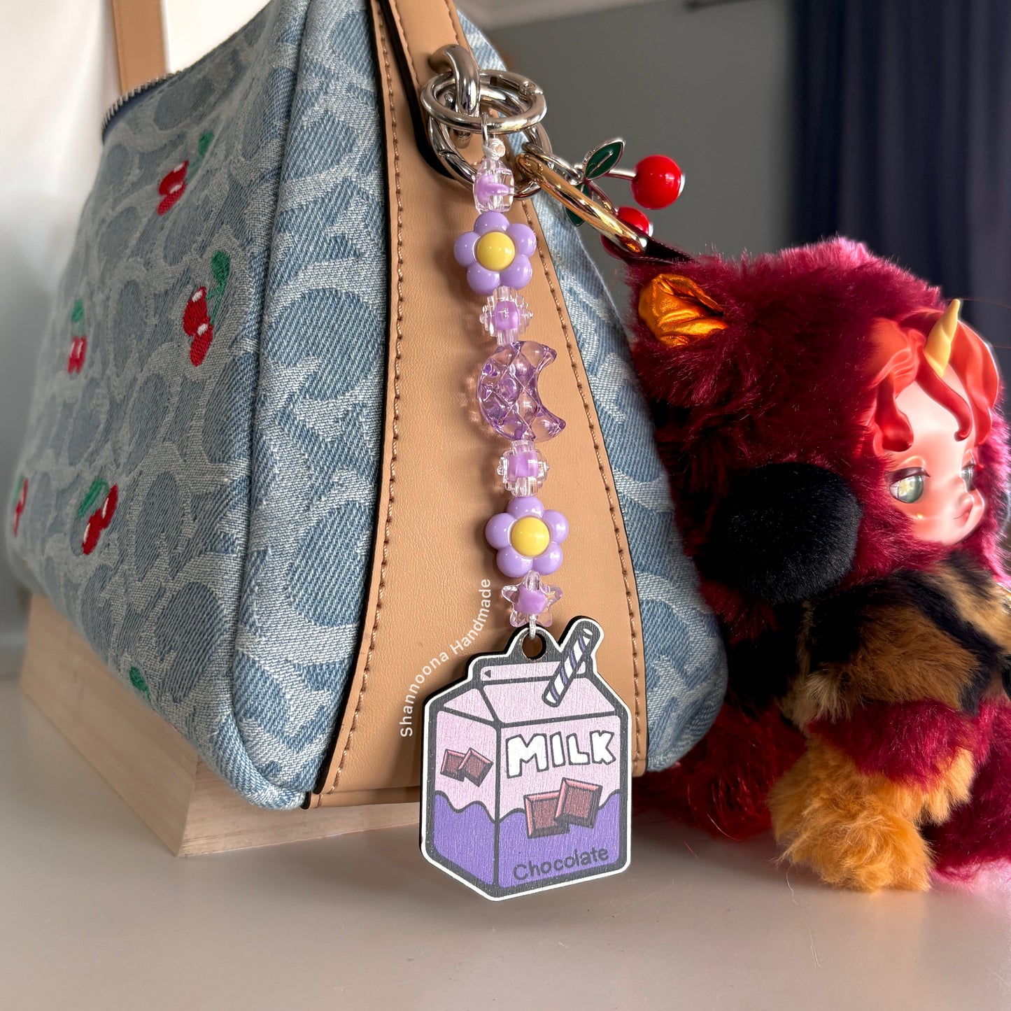 Milk Beaded Keychain - Chocolate