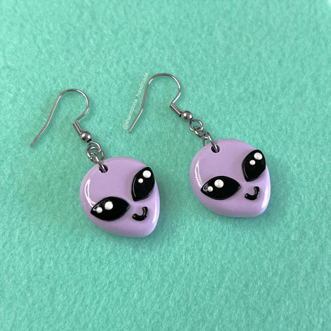 Purple Alien Earrings