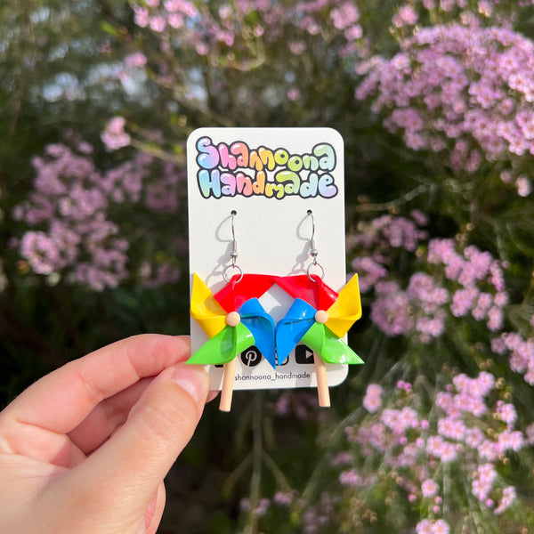 Pinwheel Earrings - Rainbow