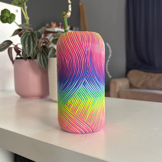 Neon Rainbow Waves Vase