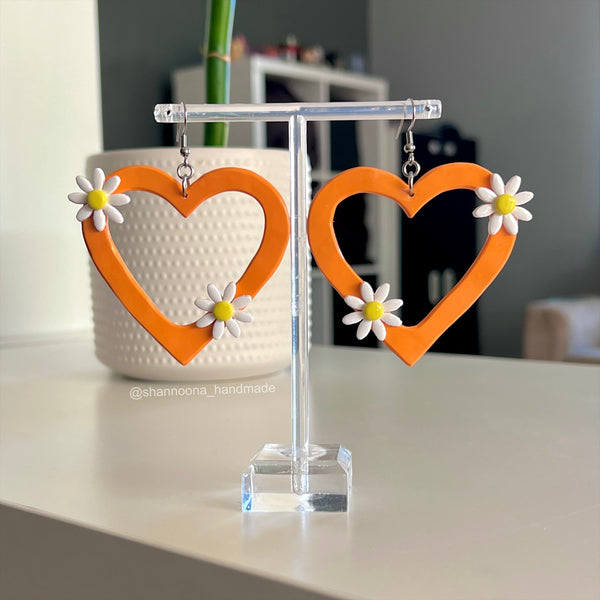 Heartsy Hoop Earrings - Orange