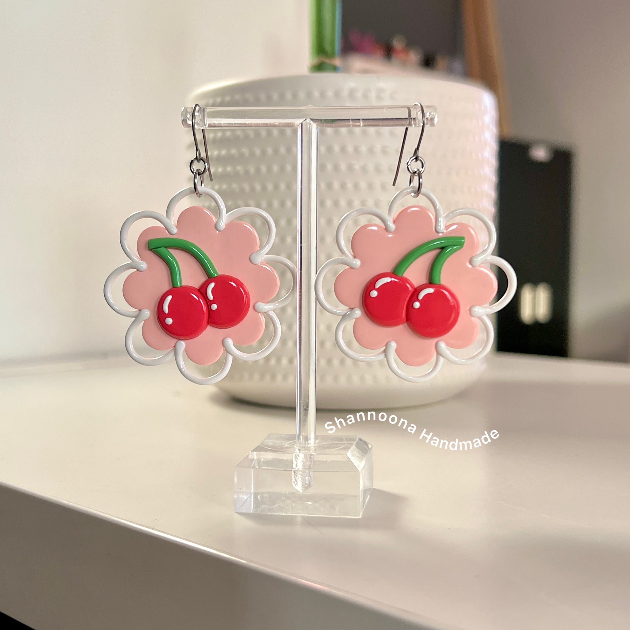 Cherry Doily Earrings