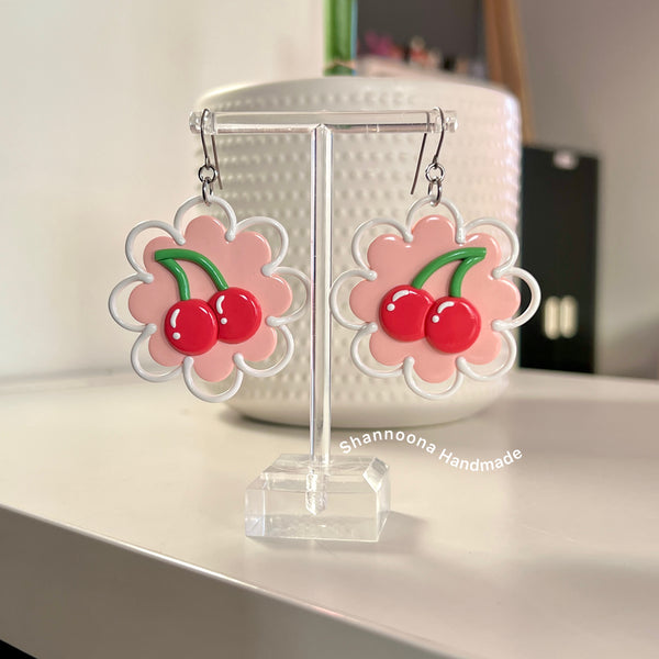 Cherry Doily Earrings