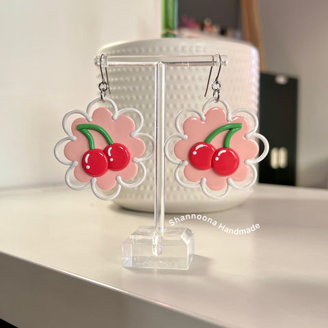 Cherry Doily Earrings