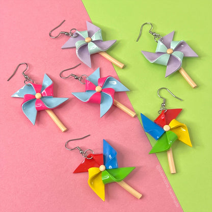 Pinwheel Earrings - Pink/Blue