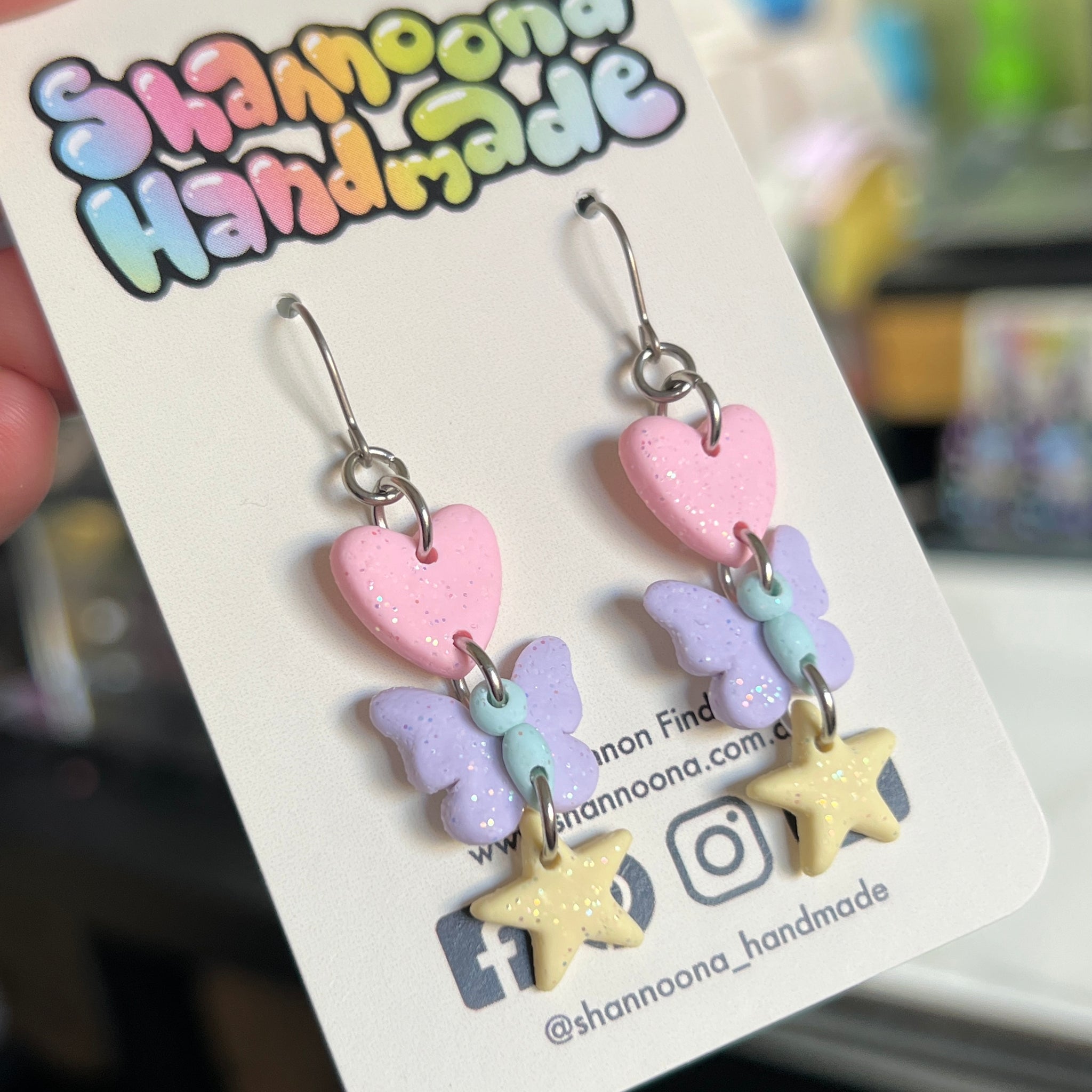 Pastel Glitter Charm Earrings