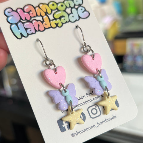 Pastel Glitter Charm Earrings