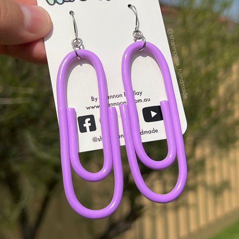 Jumbo Paper Clip Earrings - Purple