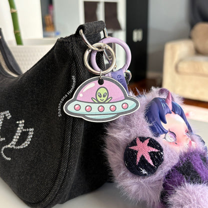 UFO Wooden Keychain