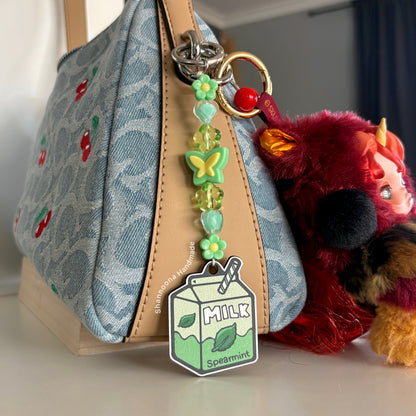 Milk Beaded Keychain - Spearmint