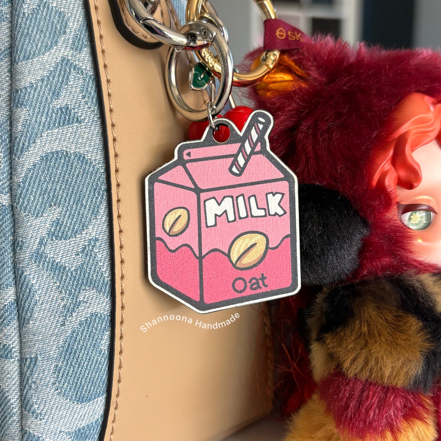 Milk Wooden Keychain - Oat