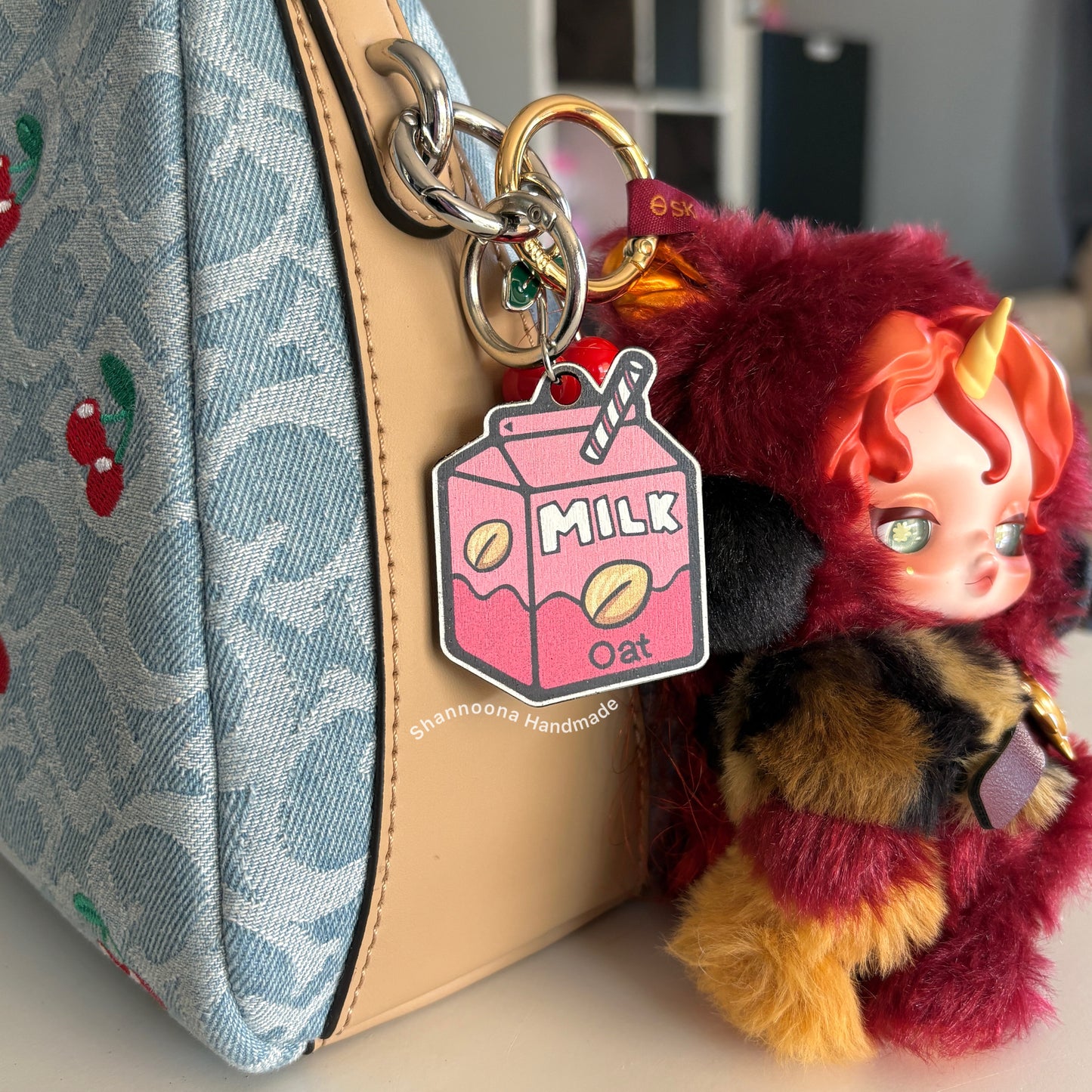Milk Wooden Keychain - Oat