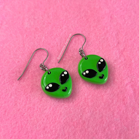 Green Alien Earrings