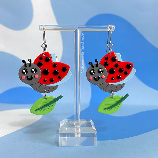 Flying Ladybug Earrings