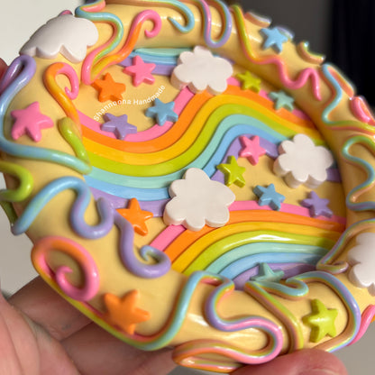 Rainbow Waves Trinket Tray - Yellow