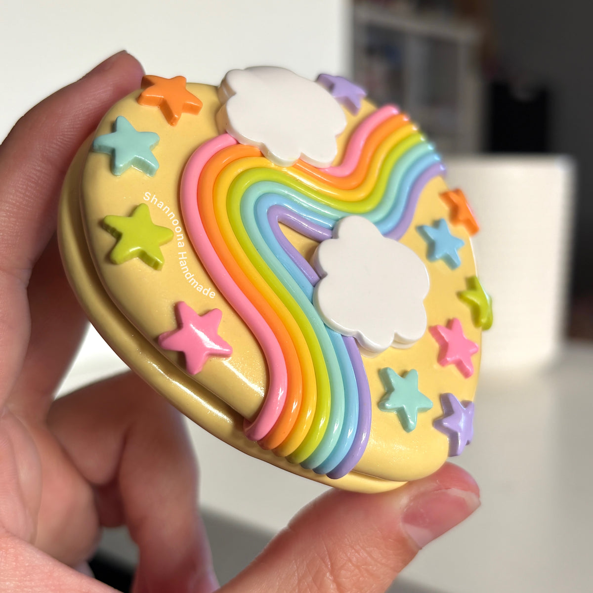 Rainbow Waves Compact Mirror - Yellow