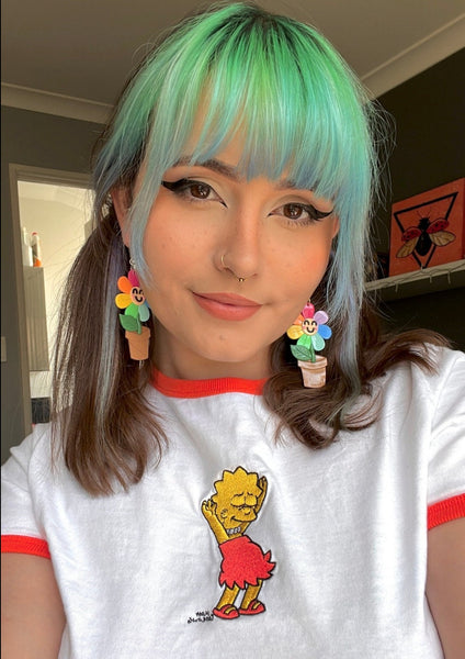 Rainbow Flower Pot Earrings
