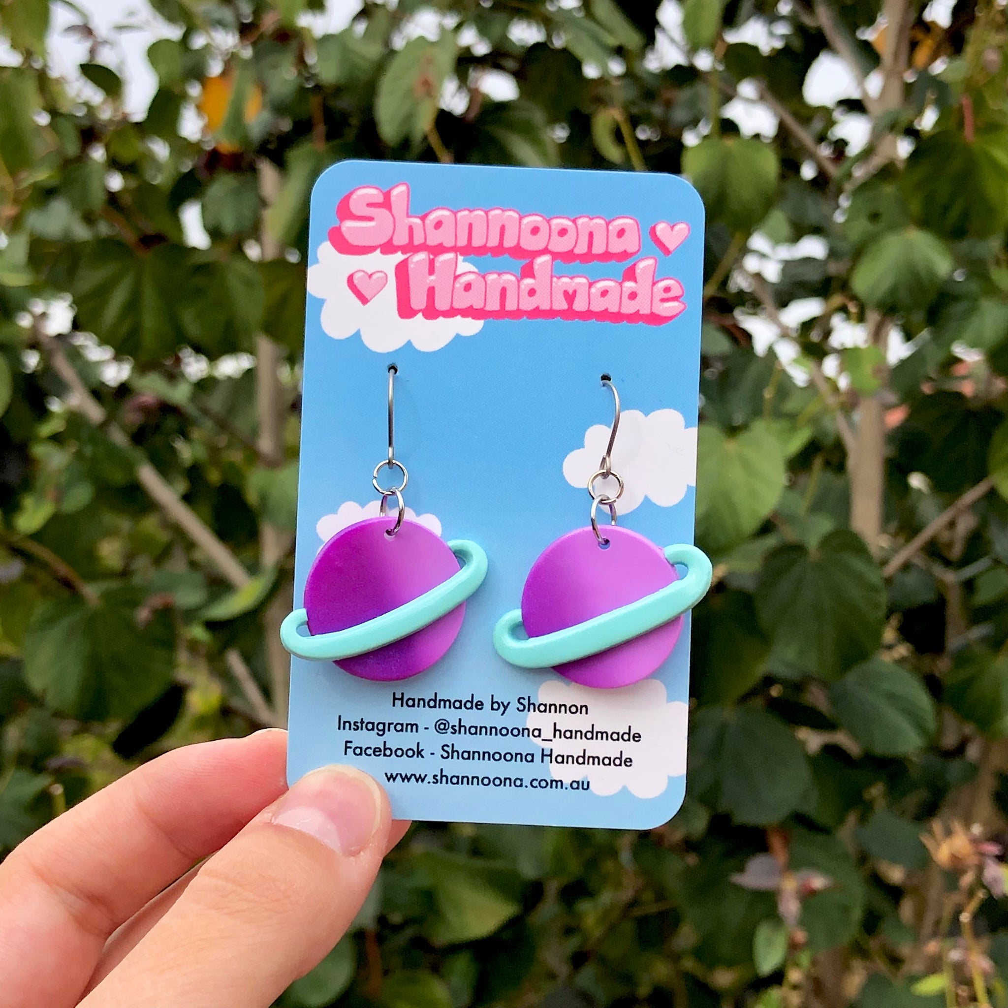 Saturn Earrings Blue Rings Shannoona