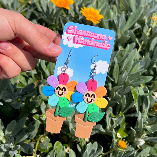 Rainbow Flower Pot Earrings