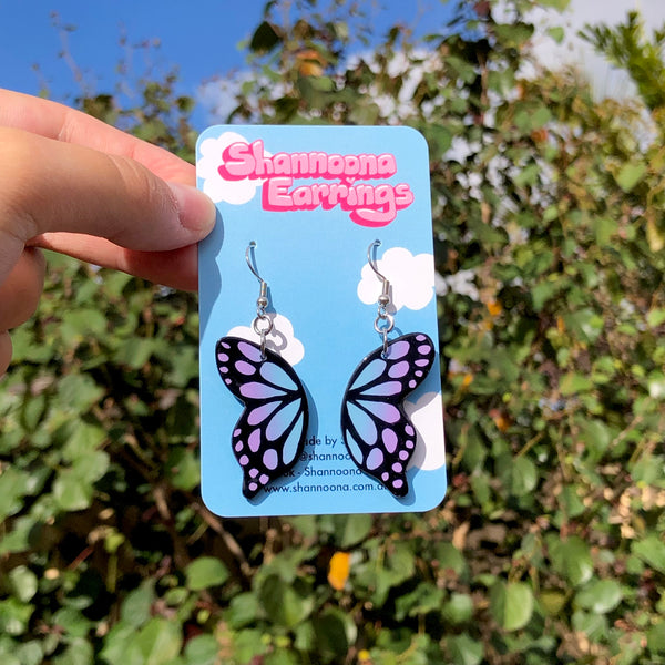 Butterfly Wing Earrings - Blue/Purple